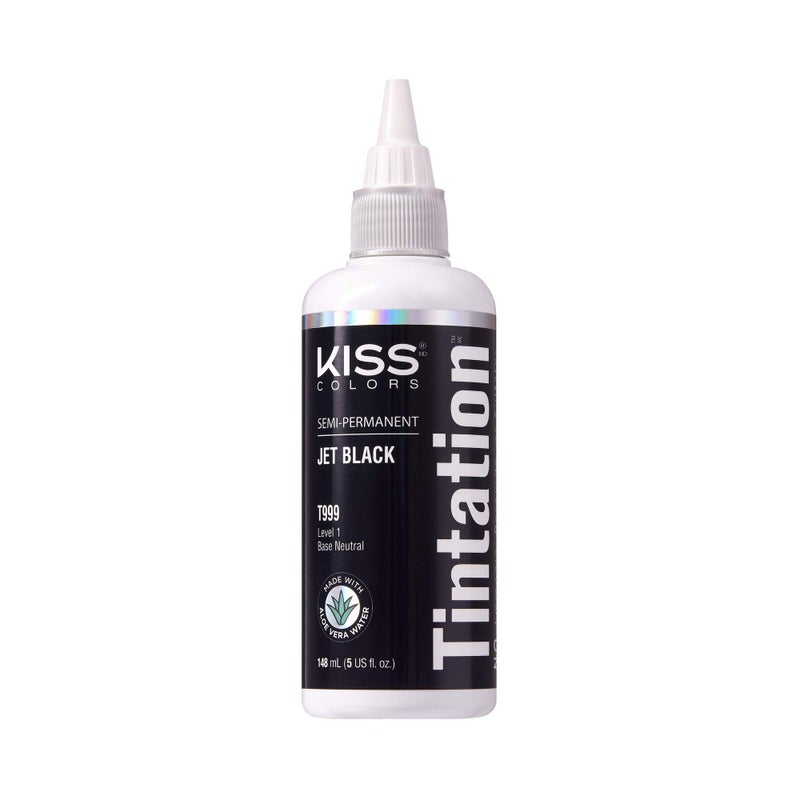 Red by Kiss Tintation Semi-Permanent Hair Color, Aloe Vera Water Based, Argan Oil, Olive Oil, Collagen & Keratin, Long-Lasting Color Dye (Jet Black, 5 Fl Oz) - Image 1