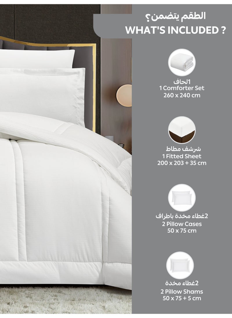 Donetella Bedding Comforter Set King Size, 6-Pcs Bed Set Fits 200x200 Cms -Hotel Striped  Bedding Set-All Season- Brushed Microfiber (طقم مفرش سرير فندقي)  - Image 4