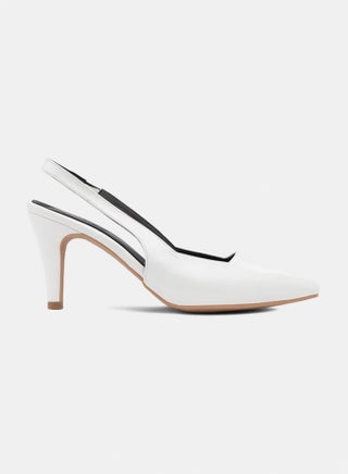 Mid Heel Square Cut Pointy Slingback