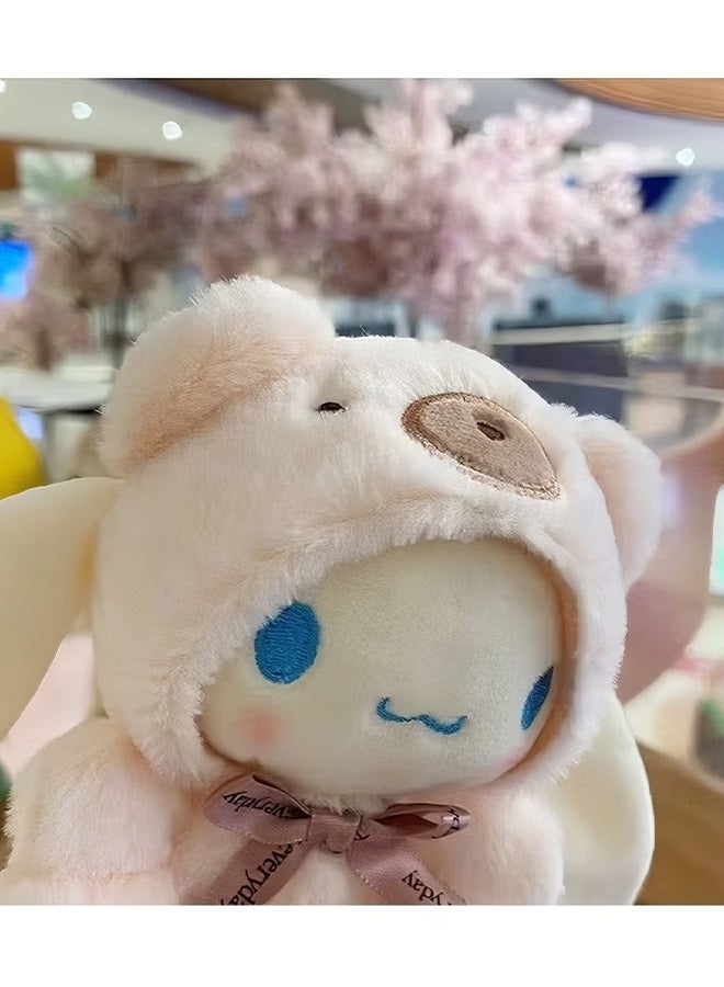 Sanrio Lovely Plush Toys Doll Keychain Short plush bear costume Cinnamoroll 15cm Plush Doll for Backpack,car,stationery box pendant - Image 5