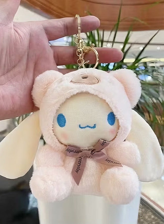 Sanrio Lovely Plush Toys Doll Keychain Short plush bear costume Cinnamoroll 15cm Plush Doll for Backpack,car,stationery box pendant - Image 4