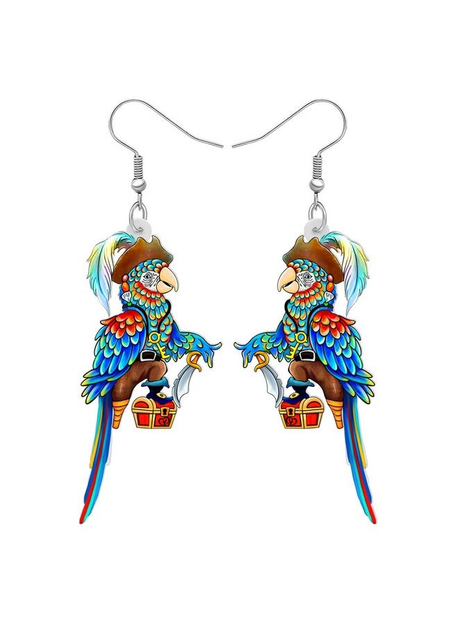 BONSNY Acrylic Drop Dangle Sweet Parrot Bird Earrings Jewelry For Women Gift Charms Accessories Original Design (Ocean) - Image 1