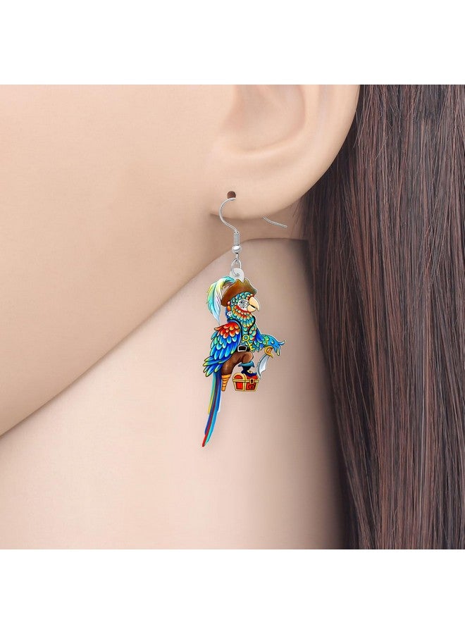 BONSNY Acrylic Drop Dangle Sweet Parrot Bird Earrings Jewelry For Women Gift Charms Accessories Original Design (Ocean) - Image 2