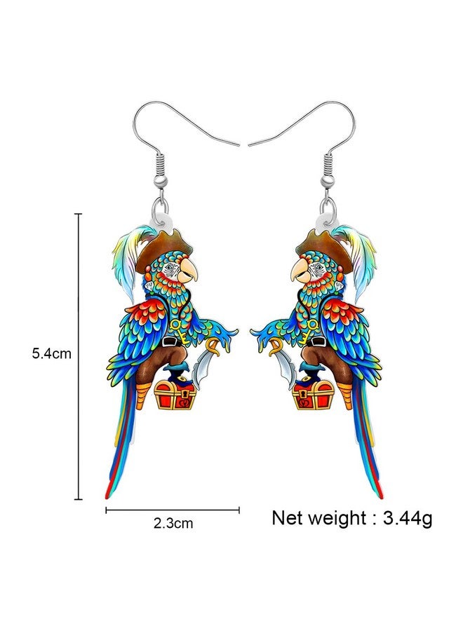 BONSNY Acrylic Drop Dangle Sweet Parrot Bird Earrings Jewelry For Women Gift Charms Accessories Original Design (Ocean) - Image 5