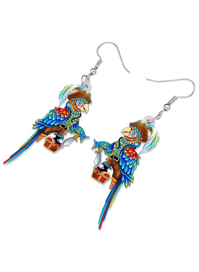 BONSNY Acrylic Drop Dangle Sweet Parrot Bird Earrings Jewelry For Women Gift Charms Accessories Original Design (Ocean) - Image 3