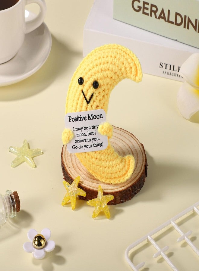 lasuroa Positive Moon, Crochet Moon Positive Message Crochet Inspirational Crochet Gifts Positive Crochet Doll Knitted Wool Doll for Party Decoration Encouraging Gift - Image 4