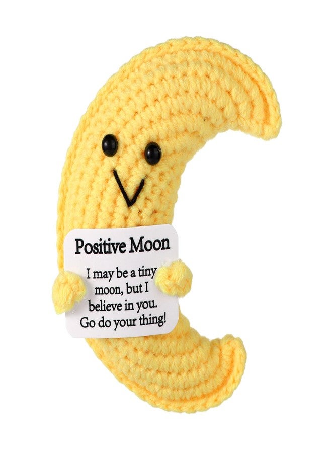 lasuroa Positive Moon, Crochet Moon Positive Message Crochet Inspirational Crochet Gifts Positive Crochet Doll Knitted Wool Doll for Party Decoration Encouraging Gift - Image 1
