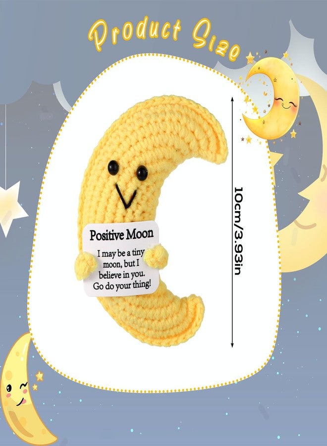 lasuroa Positive Moon, Crochet Moon Positive Message Crochet Inspirational Crochet Gifts Positive Crochet Doll Knitted Wool Doll for Party Decoration Encouraging Gift - Image 2