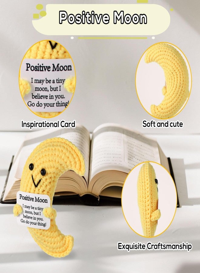 lasuroa Positive Moon, Crochet Moon Positive Message Crochet Inspirational Crochet Gifts Positive Crochet Doll Knitted Wool Doll for Party Decoration Encouraging Gift - Image 3