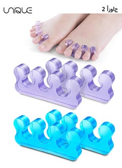 2-Pairs Pedicure Toe Spacers, Toe Separators for Nail Polish, Toe Separators Use for Separation of Toenails or Nails As Well As Relieve Orthopedic Bunion Symptoms (Blue, Purple)