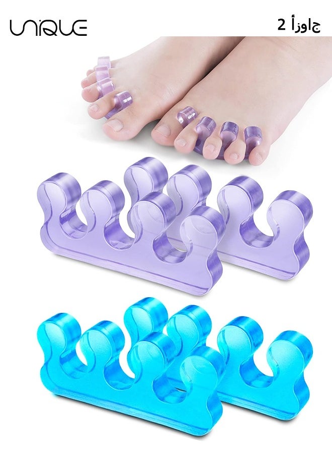 Unique 2-Pairs Pedicure Toe Spacers, Toe Separators for Nail Polish, Toe Separators Use for Separation of Toenails or Nails As Well As Relieve Orthopedic Bunion Symptoms (Blue, Purple)  - Image 1