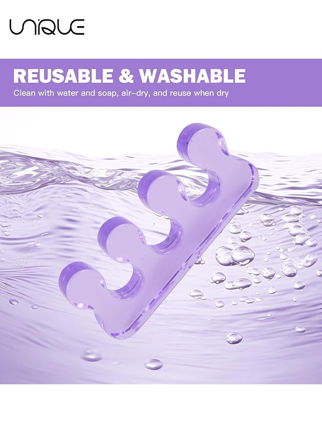 Unique 2-Pairs Pedicure Toe Spacers, Toe Separators for Nail Polish, Toe Separators Use for Separation of Toenails or Nails As Well As Relieve Orthopedic Bunion Symptoms (Blue, Purple)  - Image 4