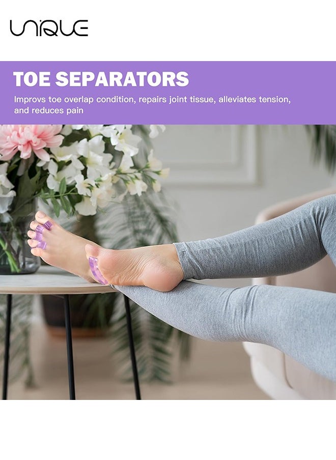 Unique - 2-Pairs Pedicure Toe Spacers, Toe Separators for Nail Polish, Toe Separators Use for Separation of Toenails or Nails As Well As Relieve Orthopedic Bunion Symptoms (Blue, Purple) - Image 1