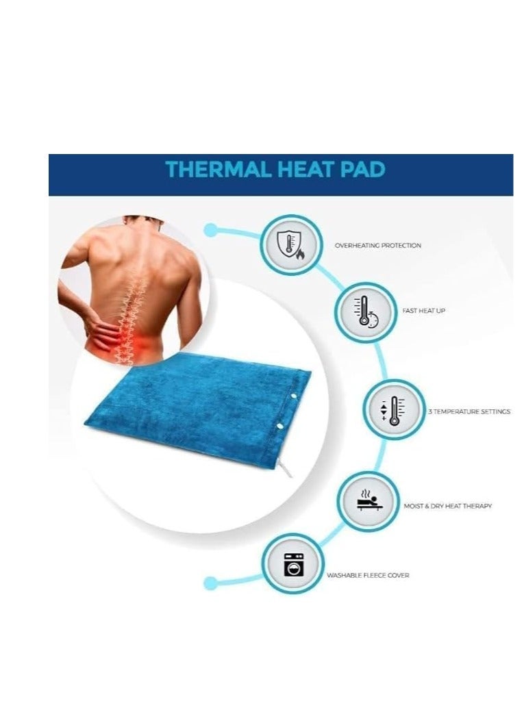 Comfort Hill Electric Heating Pad, King Size 30 x 60 cm, Wet & Dry Heat Therapy, Soft Cover, 2-Meter Power Cord - Image 2