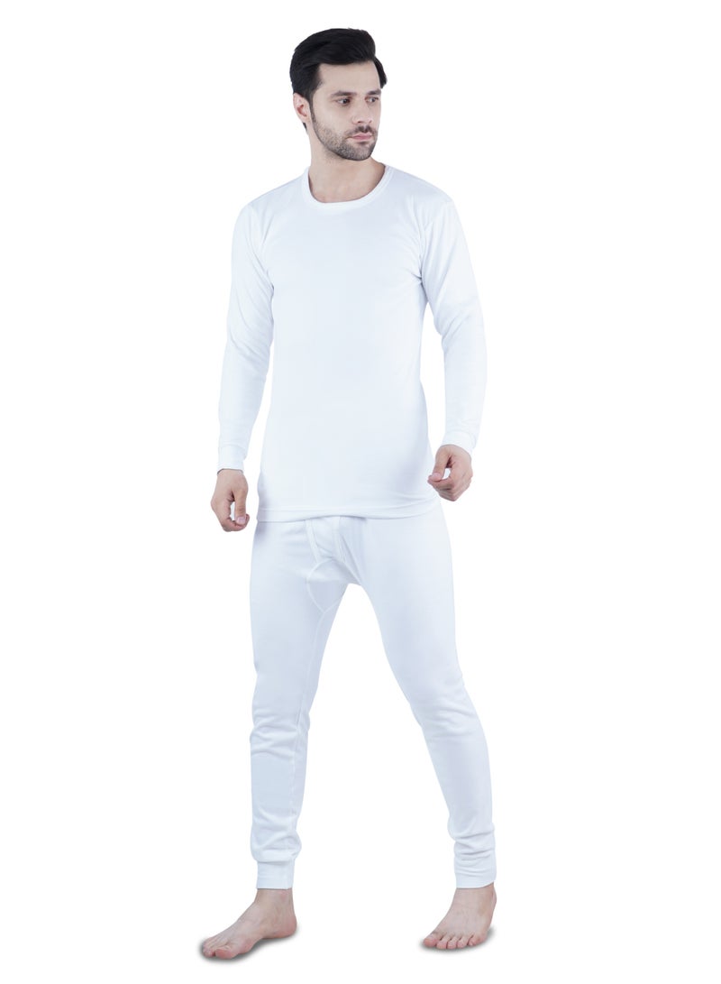 White Leaf Men’s Winter Innerwear 2PC Set White WLMWIWUG-15-S | 100% Cotton 240 GSM Thermal Wear | Warm Breathable Body Fit | ECAS Certified - Image 1