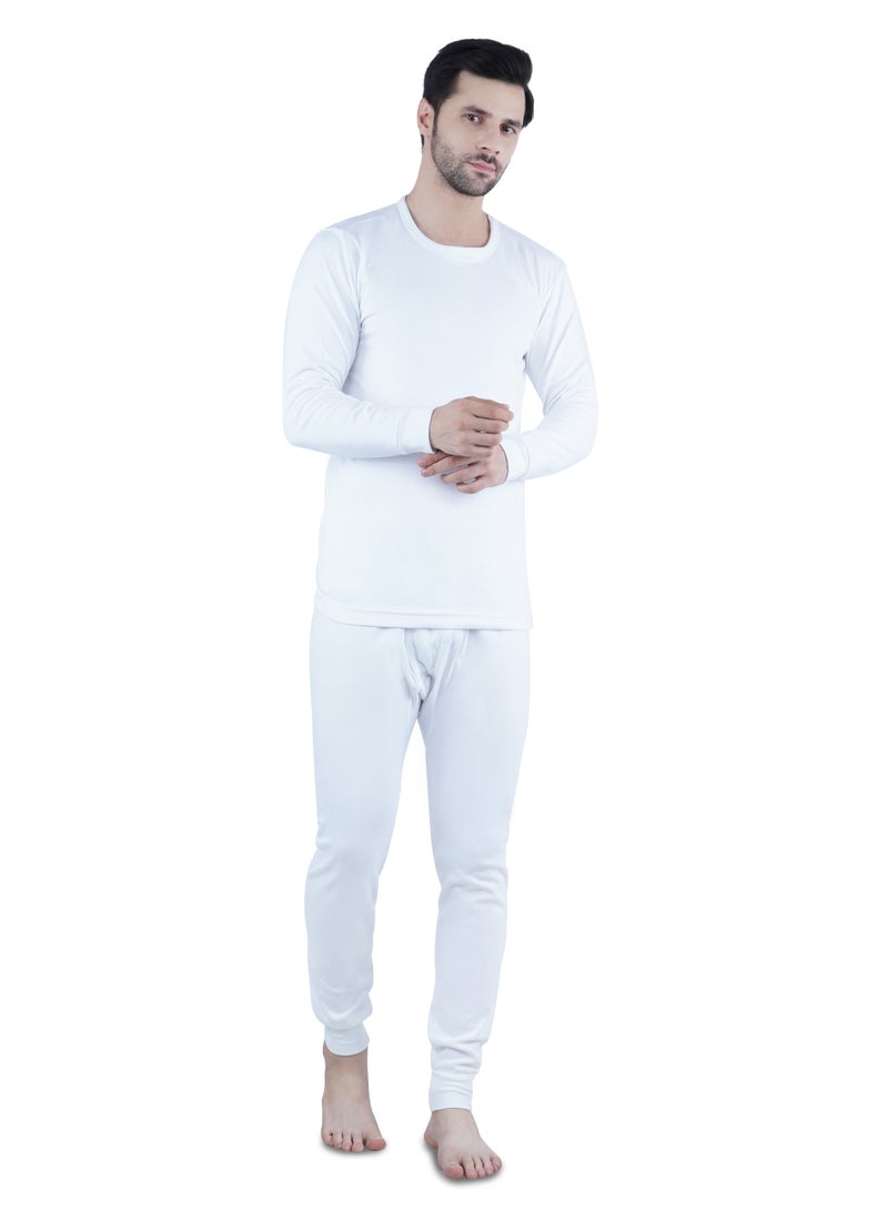 White Leaf Men’s Winter Innerwear 2PC Set White WLMWIWUG-15-S | 100% Cotton 240 GSM Thermal Wear | Warm Breathable Body Fit | ECAS Certified - Image 2