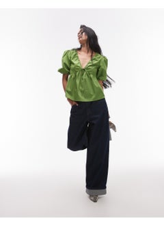 TOPSHOP Poplin Puff Sleeve Top  - Image 4