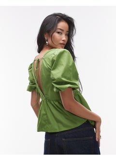 TOPSHOP Poplin Puff Sleeve Top  - Image 2