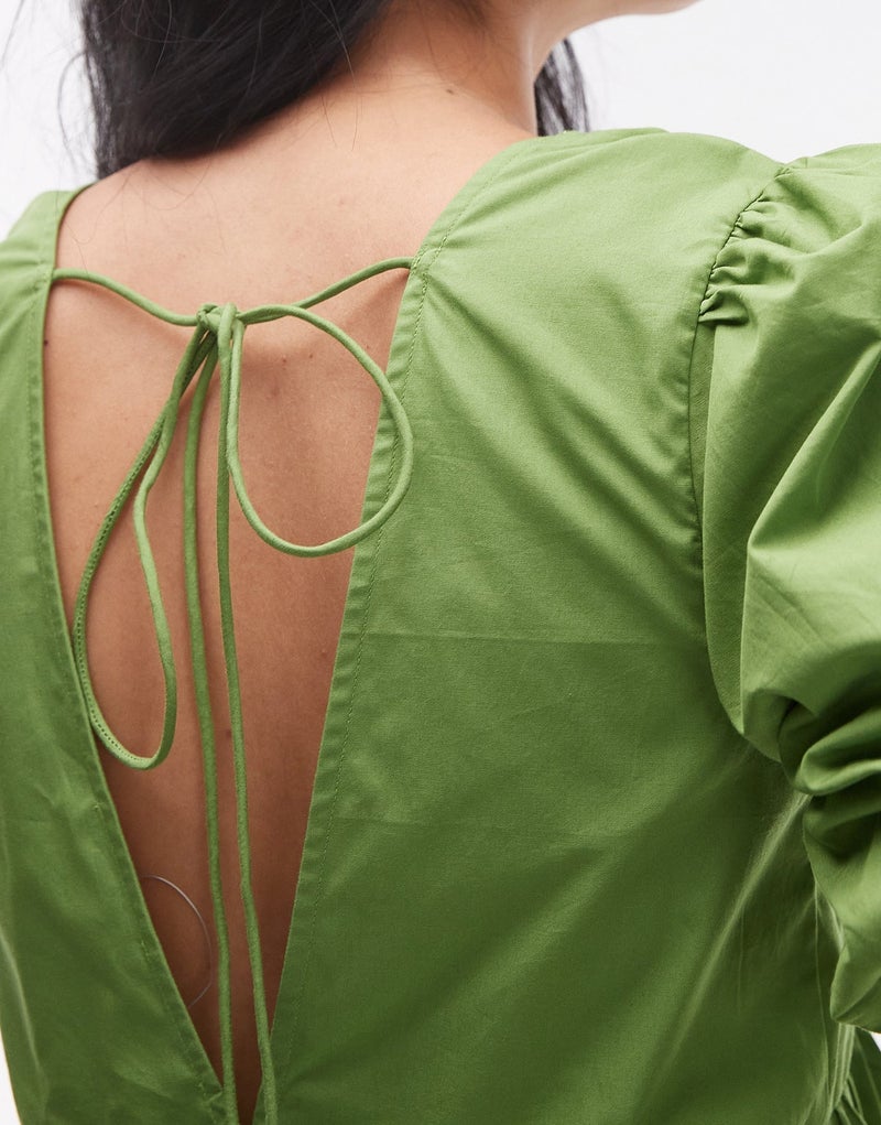 توب شوب بلوزة بوبلين بأكمام منفوشة - Image 3