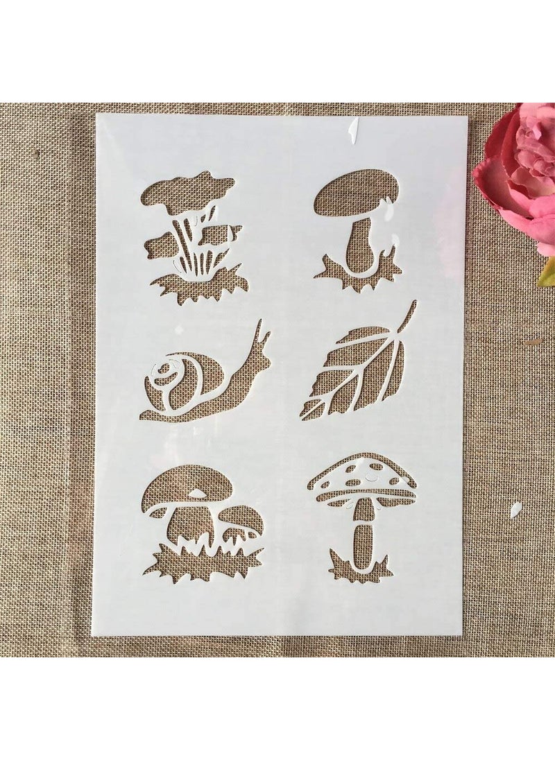 Marsrut Mushroom Snail Stencils Leaves for Wall Painting Coloring Embossing Scrapbook Album Decoration DIY Layering Leaf Stencils Decorative Template 29cm A4 