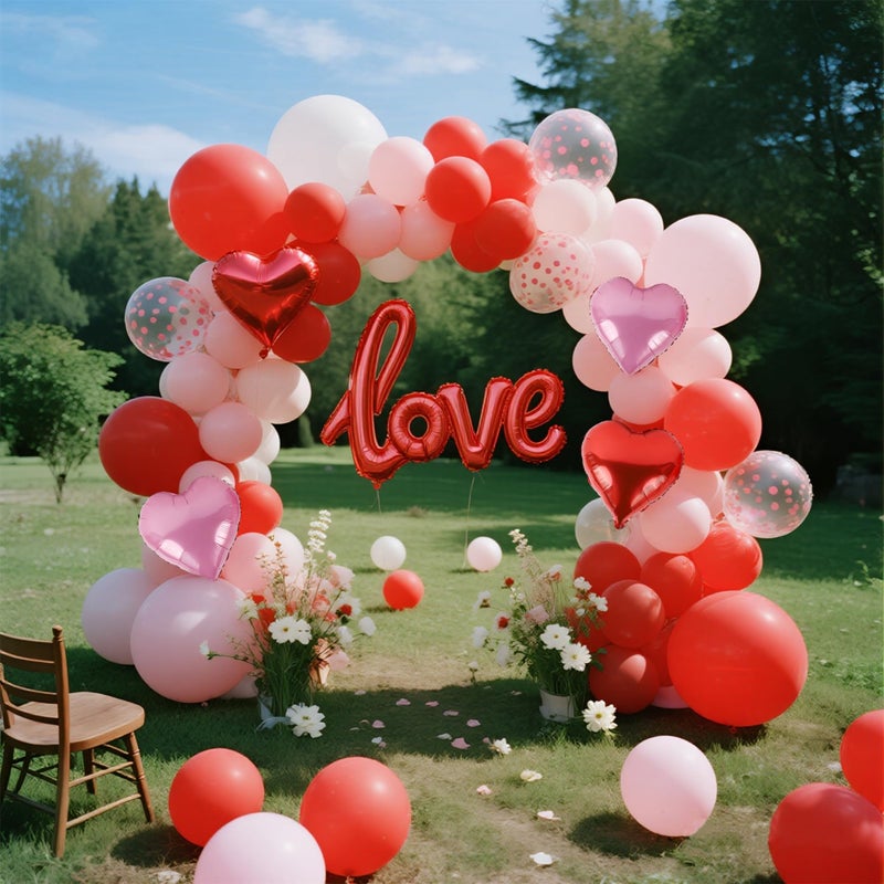 DR.DUDU 263 Pcs Valentines Day Balloon Arch Kit Decorations, Pink/White/Red Balloons Garland Decor with LOVE Heart Balloon Rose Petals for Galentines Day Party Birthday Wedding Proposal Anniversary - Image 4