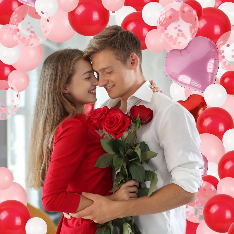 DR.DUDU 263 Pcs Valentines Day Balloon Arch Kit Decorations, Pink/White/Red Balloons Garland Decor with LOVE Heart Balloon Rose Petals for Galentines Day Party Birthday Wedding Proposal Anniversary - Image 5