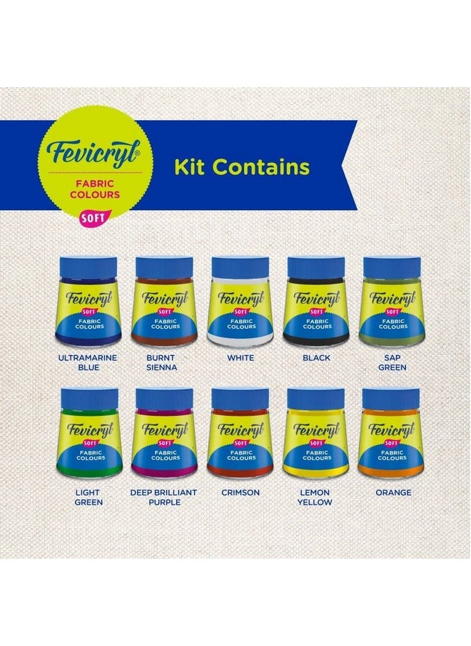 Pidilite Pidilite Fevicryl Fabric Colour Kit- 20ml for Fabric Painting (10 X 20ml, Multicolour), Diwali Gift for artists, children, boys & girls  - Image 3