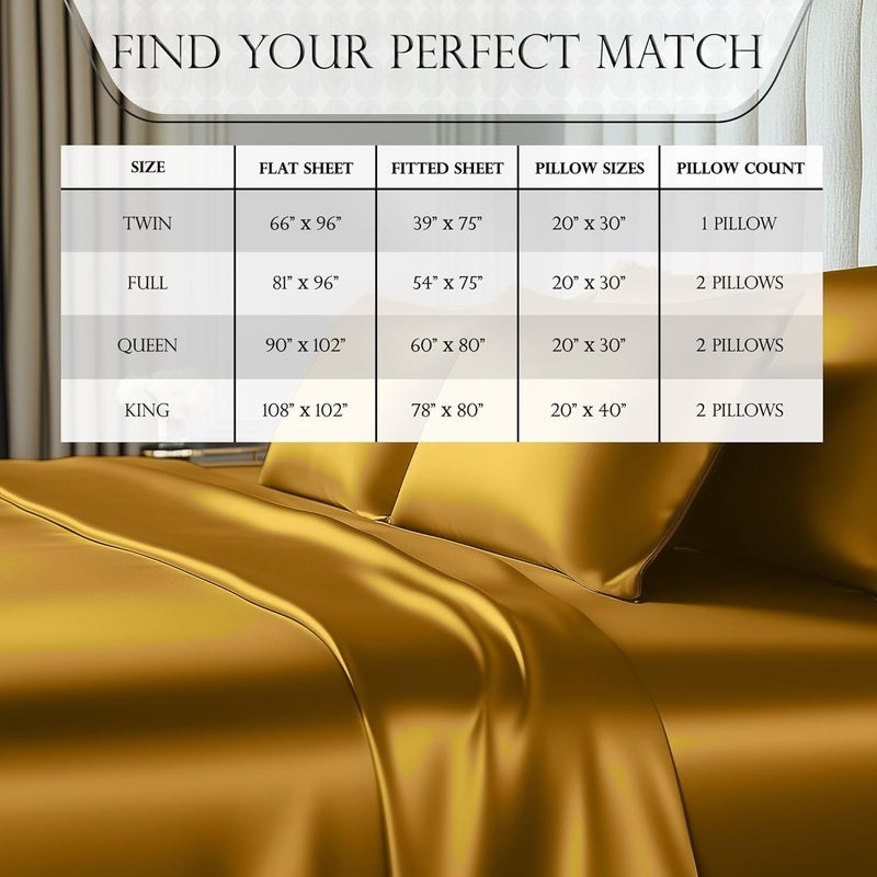 DECOLURE Satin Bed Sheets - 3 Piece Luxury Silky Twin Size Bedding Set - Softer Than Silk, Wrinkle-Free with 15” Deep Pocket Fitted Sheet, Perfect for Hair & Skin, Gifts for Women (Gold) - Image 5