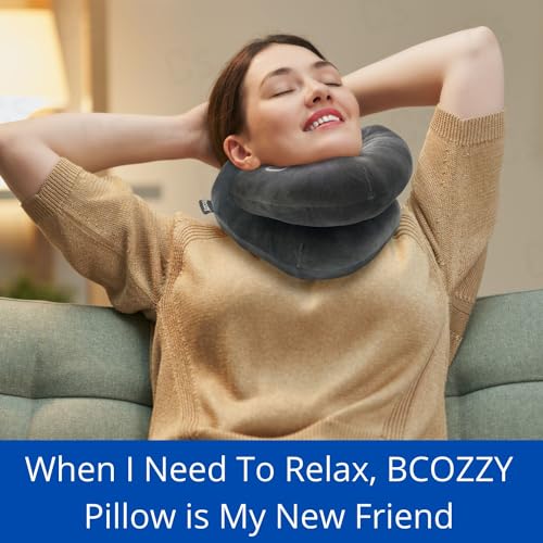BCOZZY Neck Brace Pillow - Patented Relief for Neck Pain and Supportive Sleep-Soft, Washable, and Adjustable for Comfortable Resting. Gray Large - Image 3