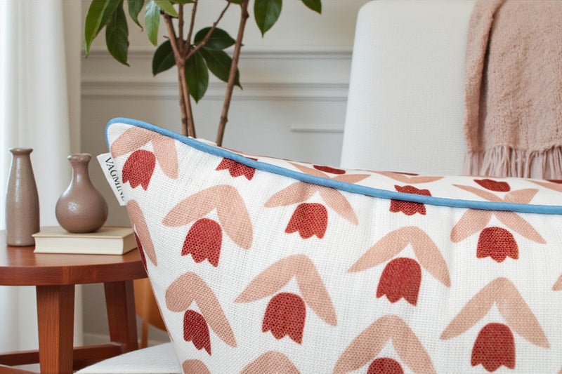 VAGMINE Throw Pillow Cover 20x20 â€“ Red Floral Printed Poly-Cotton Square Accent Cushion Cover â€“ Vamika Motif - Image 4