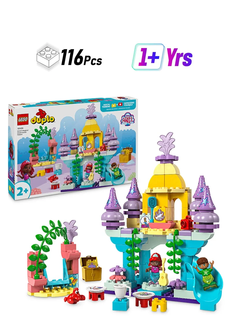 LEGO Duplo Disney Ariel’S Magical Underwater Palace The Little Mermaid Construction Toy, Undersea Castle Building Set For Preschool Kids Aged 2 Plus Who Love Role Play 10435 (116 Pieces)