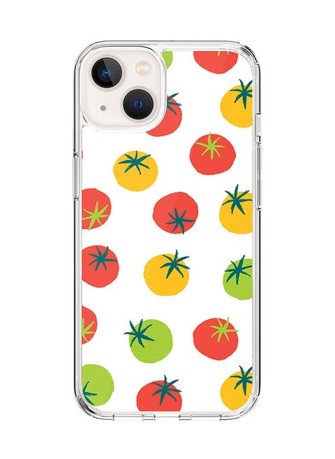 Classic Clear Case for Apple iPhone 14 Hybrid Soft Case Flexible Edges Anti Drop TPU PC Gel Thin Transparent Cover [ Designed for Apple iPhone 14 ] - Different Tomatoes Full Print