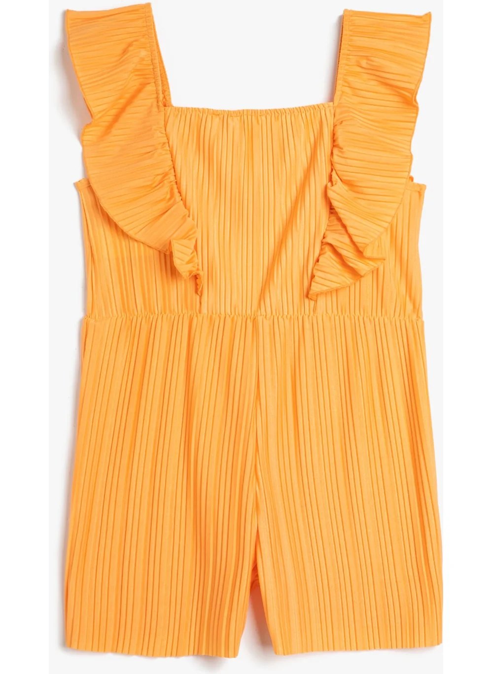 كوتون Jumpsuit Short Sleeveless Ruffle Pleated Square Collar