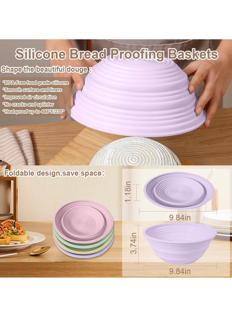 sokany 4Pcs 13cm Bread Proofing Baskets, Sourdough Bread Baking Supplies, Non-Stick Bread Making Tools, Ideal Gift for Bakers, Purple, Pink, Yellow, Green - Image 2