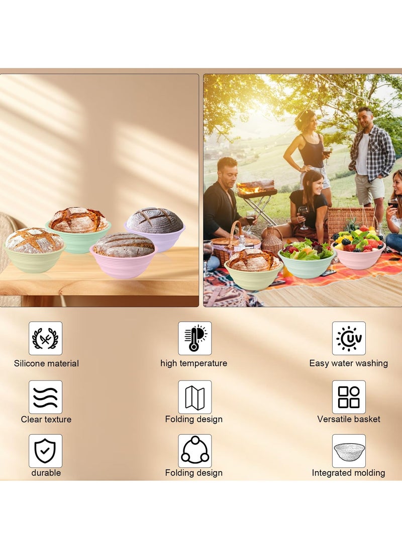 sokany 4Pcs 13cm Bread Proofing Baskets, Sourdough Bread Baking Supplies, Non-Stick Bread Making Tools, Ideal Gift for Bakers, Purple, Pink, Yellow, Green - Image 3