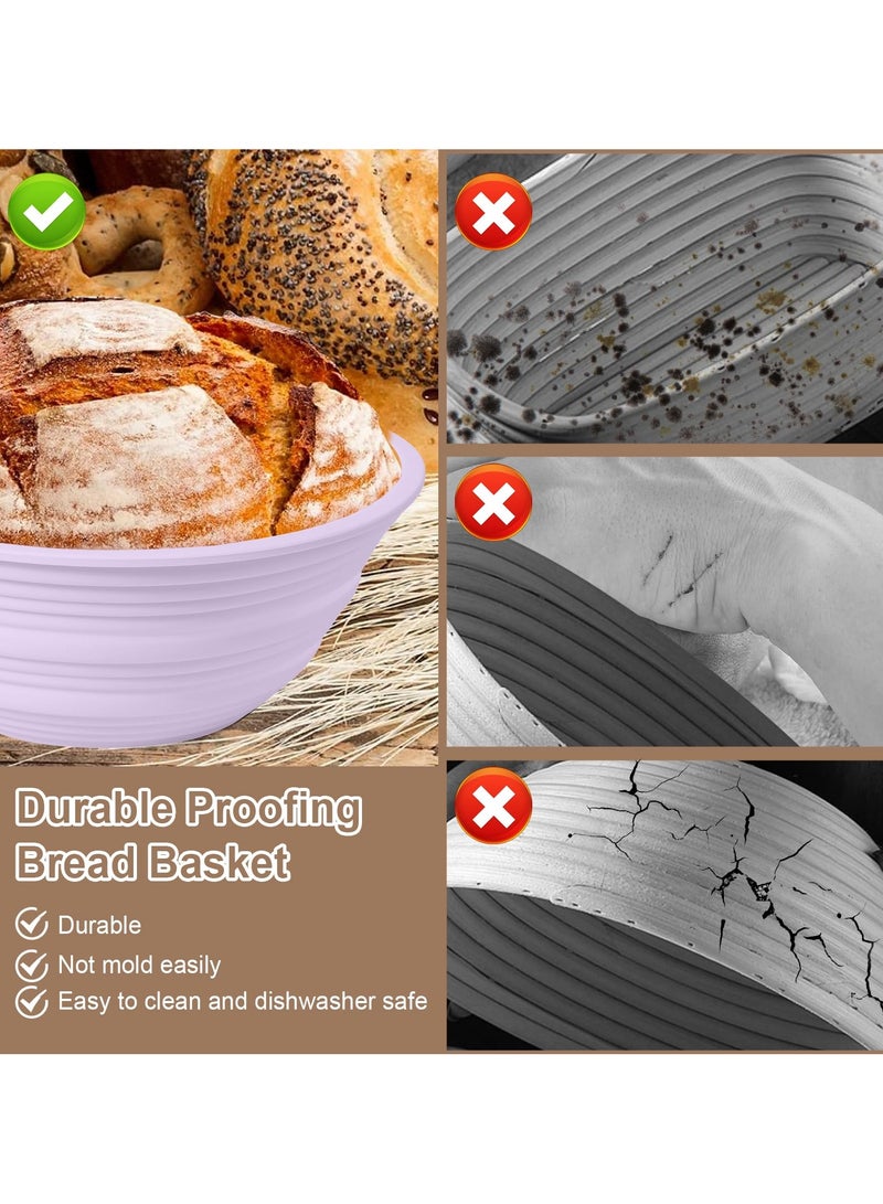 sokany 4Pcs 13cm Bread Proofing Baskets, Sourdough Bread Baking Supplies, Non-Stick Bread Making Tools, Ideal Gift for Bakers, Purple, Pink, Yellow, Green - Image 4