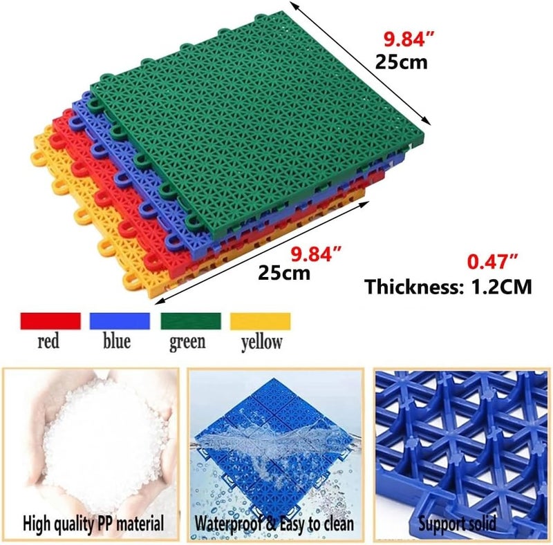 Floor Tiles 25Cm Modular Interlocking Floor Tiles, Deck Pool Yard Basements Gyms Garage Floor Covering Tiles, Easy to Install,Orange,1PCS - Image 2