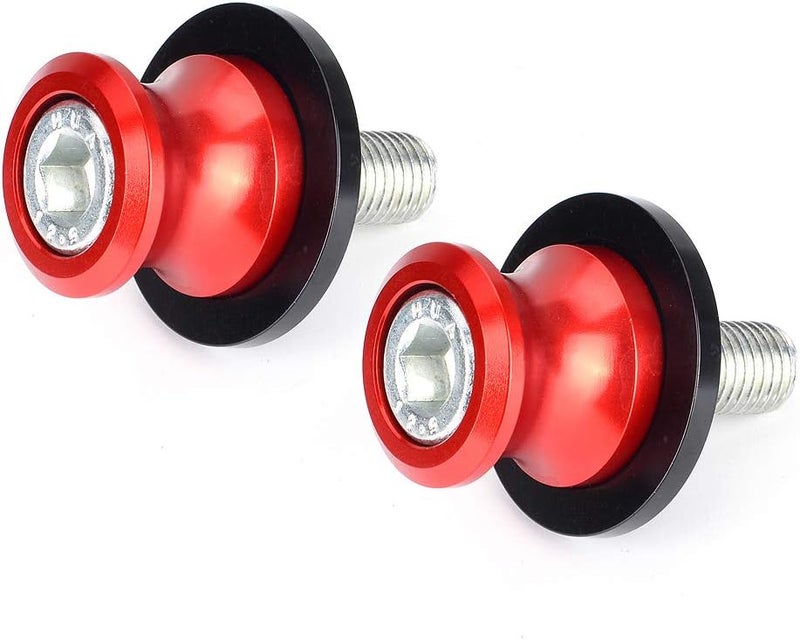 Goldfire 2pcs 10MM M10 X1.25 Motorcycle Swing arm Sliders Spools CNC Swing Arm Stand Screw for FZR 1000/600R/400 for Kawasaki Z750 /Z750S/ Z750R /ER-6F /ER-6N / Duke 125/200/390 (Red) - Image 1