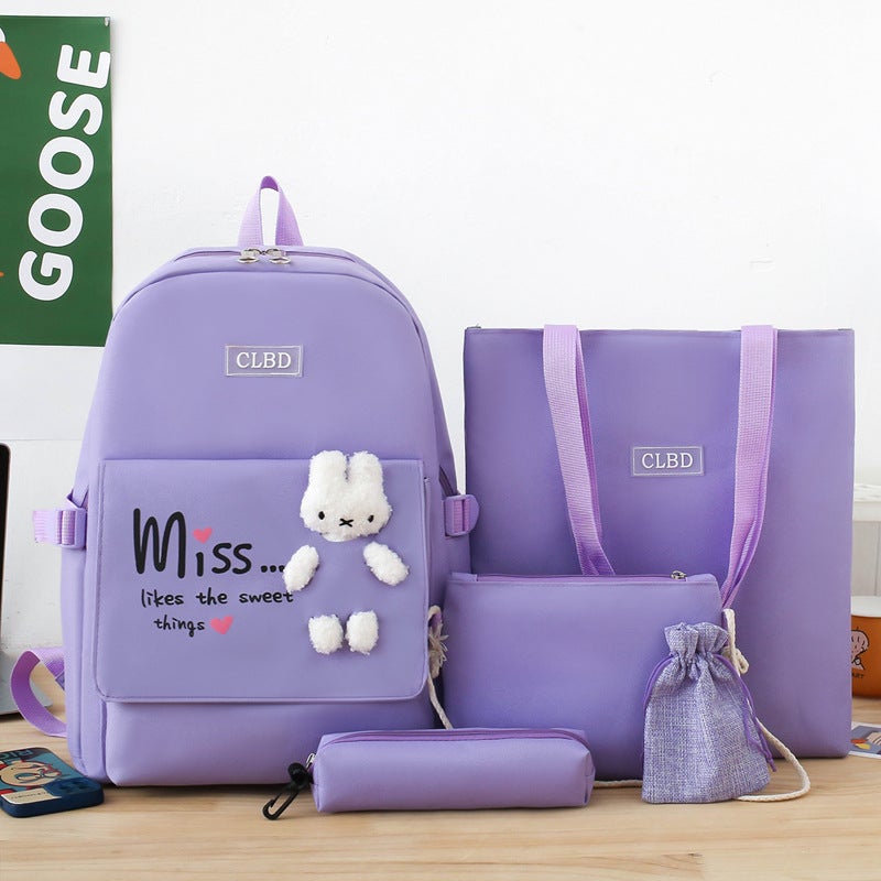 Korean Style Girl Backpack, Large Capacity Oxford Cloth, Simple Double Shoulder Bag - Image 2