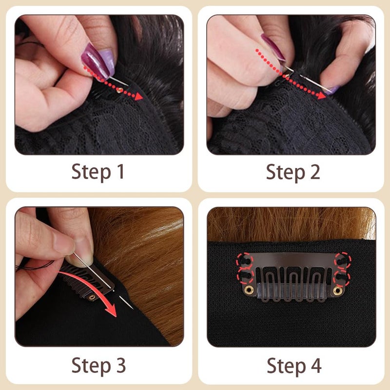 TRKETK 60 Pieces Metal Wig Clips Teeth Clips Combs with Soft Rubber Combs Clips for Fixing Wigs Hair Clips for DIY Hair Extension - Image 5