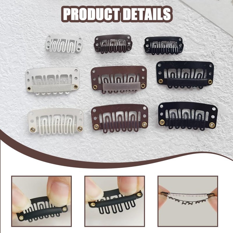 TRKETK 60 Pieces Metal Wig Clips Teeth Clips Combs with Soft Rubber Combs Clips for Fixing Wigs Hair Clips for DIY Hair Extension - Image 4