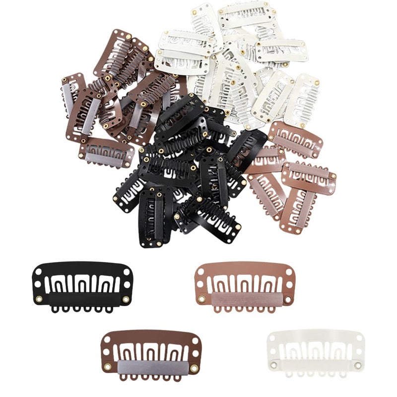 TRKETK 60 Pieces Metal Wig Clips Teeth Clips Combs with Soft Rubber Combs Clips for Fixing Wigs Hair Clips for DIY Hair Extension - Image 1