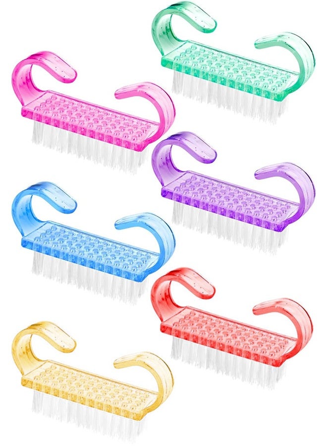 Nail Brush, 6Pcs Nail Cleaning Scrubbing Brush with Soft Bristles, Nail Grip Nails Brushes Fingernail Brushes with Plastic Handle Nails Dust Cleaner Tools for Hands Feet Nails Nail Art Salon - Image 1