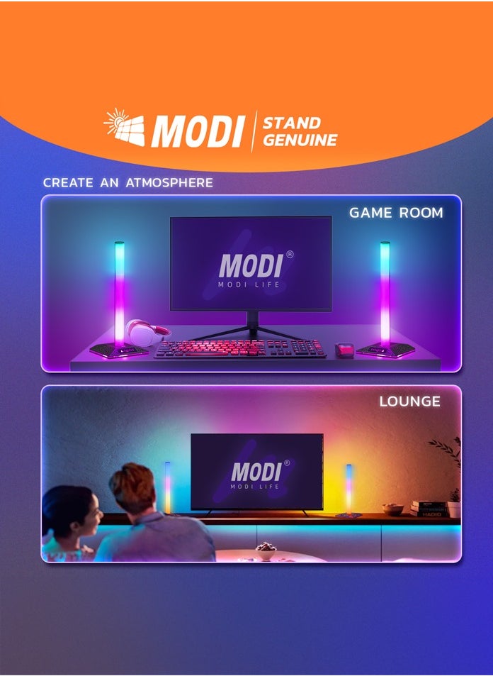 Smart LED Light Bars, RGB Flow Light Bar, Gaming Lights, Ambient Lighting with 40 Scene Modes and Music Sync Modes,Bluetooth Color Light Bar for Gaming Setup, Entertainment, PC, TV, Room Decor