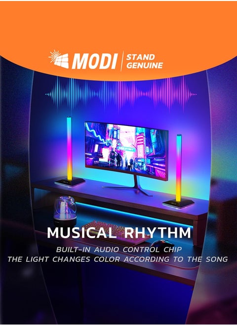 Smart LED Light Bars, RGB Flow Light Bar, Gaming Lights, Ambient Lighting with 40 Scene Modes and Music Sync Modes,Bluetooth Color Light Bar for Gaming Setup, Entertainment, PC, TV, Room Decor