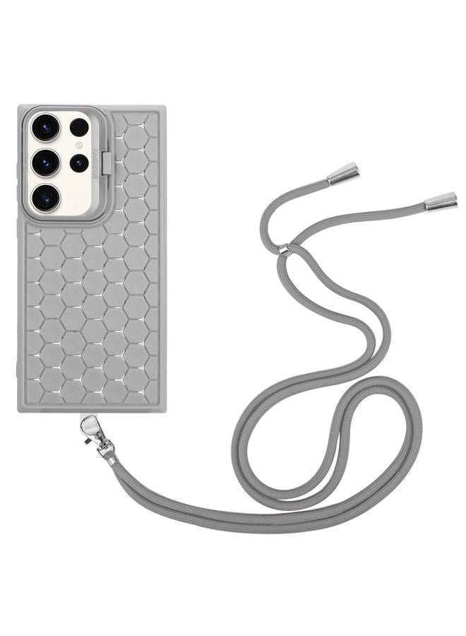 اس-توب جراب لهاتف Samsung Galaxy S24 Ultra 5G Honeycomb مع حامل عدسة مشعة من Magsafe مع حبل - Image 2