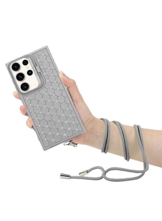 اس-توب جراب لهاتف Samsung Galaxy S24 Ultra 5G Honeycomb مع حامل عدسة مشعة من Magsafe مع حبل - Image 3