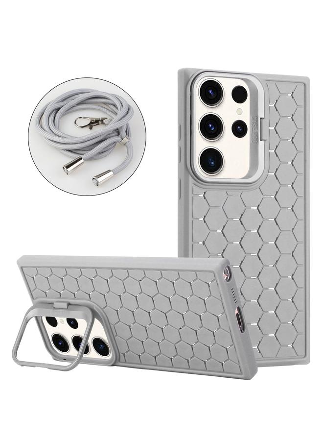 اس-توب جراب لهاتف Samsung Galaxy S24 Ultra 5G Honeycomb مع حامل عدسة مشعة من Magsafe مع حبل - Image 1