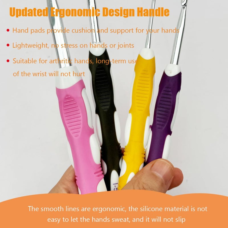 Mdoker Size H/8(5mm) Crochet Hook,Extra Long Crochet Hooks Needles for Arthritic Hands,Ergonomic Grip Soft Handles for Beginners and Experiecced Crochet Lover,Comfortable/Smooth/Ergonomic - Image 4