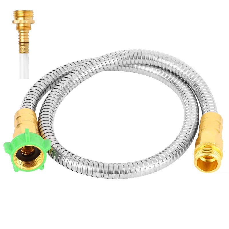 AnyEasy 304 Stainless Steel Metal Short Garden Hose Flexible, Portable & Lightweight Kink Free Garden Water Outdoor Hose (3 ft) - Image 1
